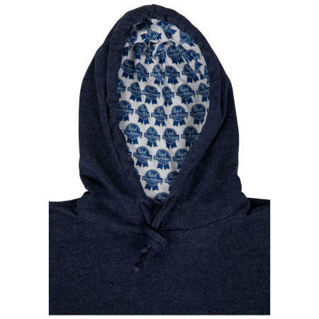 Pabst Blue Ribbon Logo Pocket Hoodie with Interior Pattern